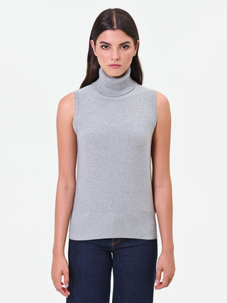 Light Grey Sleeveless Turtleneck Sweater