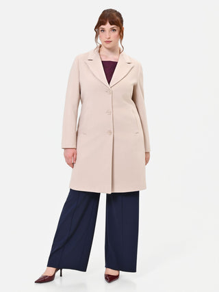Curvy Beige Taupe Single-Breasted Coat