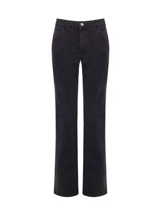Black Wide-Leg Rhinestone Jeans