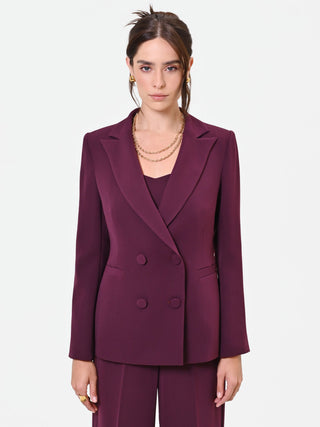 Zweireihiger Studio-Blazer aus Crêpe in Bordeauxrot