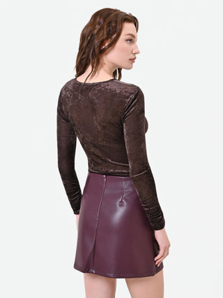 Dark Brown Crushed Velvet Blouse