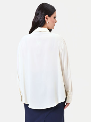 Cream Curvy Blouse with Jewel Detail