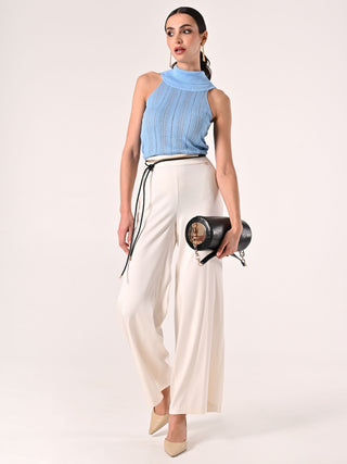 White Trousers in Viscose Satin
