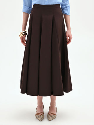 Chocolate Poplin Full Skirt