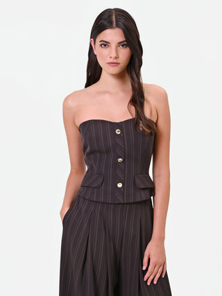 Top bustier gessato testa di moro