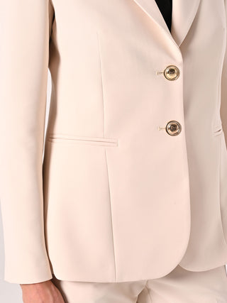 Two-Button Jacket in Light Beige Technical Fabric