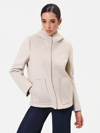 Giacca tortora beige con cappuccio