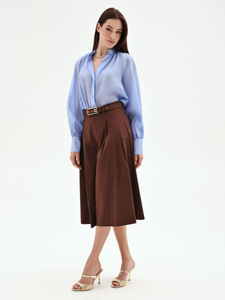 Pantalone culotte cioccolato con cintura