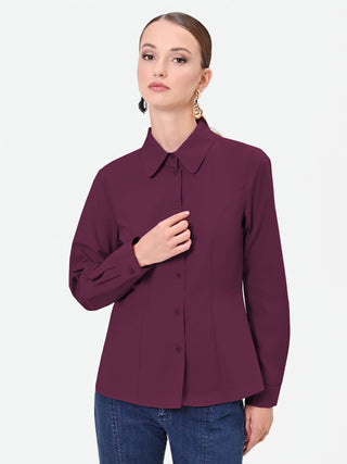 Blouse chemise rouge bordeaux à coutures structurées
