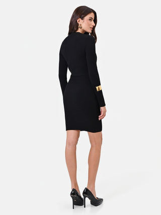 Black Viscose Cut-Out Sheath Dress