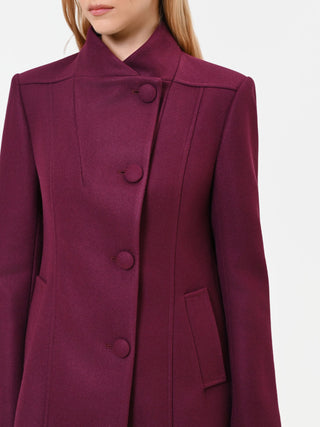 Burgundy Red Stand-Collar Coat
