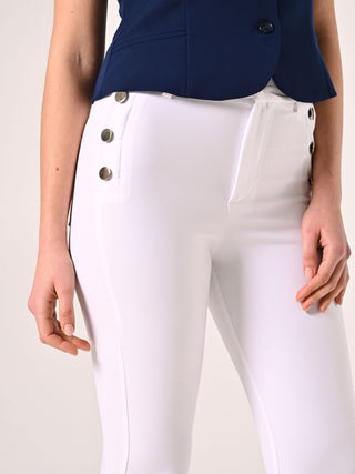 White Trousers with Nautical Buttons