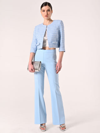 Flared Trousers in Light Blue Technical Fabric