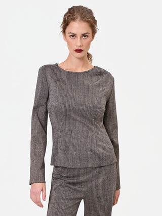 Blusa tortora beige con baschina