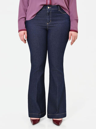 Blaue Curvy High-Waist Flare-Jeans