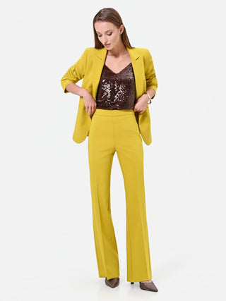 Oil Green High-Waisted Trousers