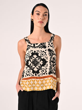 Ethnic-print Viscose Top
