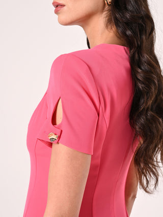 Robe courte évasée couleur rose pâle