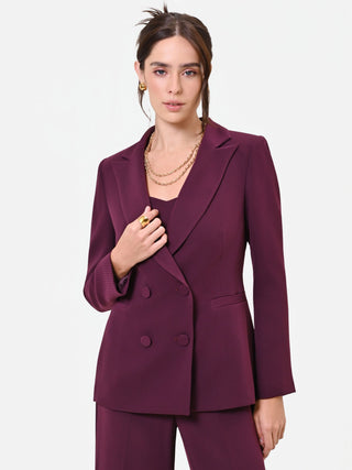 Zweireihiger Studio-Blazer aus Crêpe in Bordeauxrot