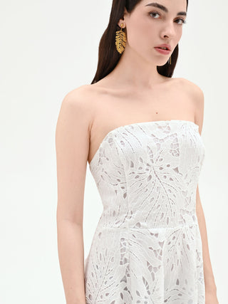 Robe midi blanche ajourée