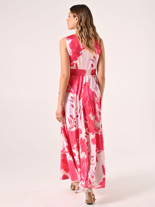 Robe longue imprimé fleuri rose pâle