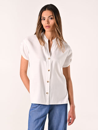 Camicia Bianca con Bottoni Gioiello
