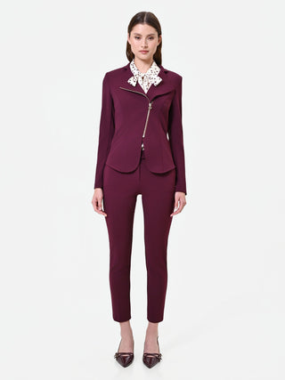 Giacca bordeaux con zip asimmetrica