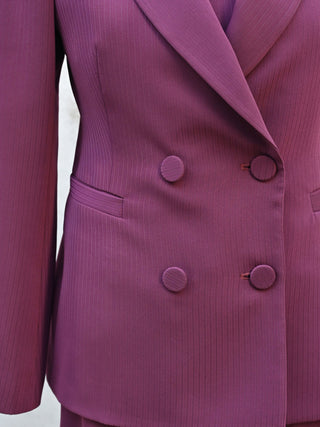 Giacca Studio monopetto gessata in crepe bordeaux rosso