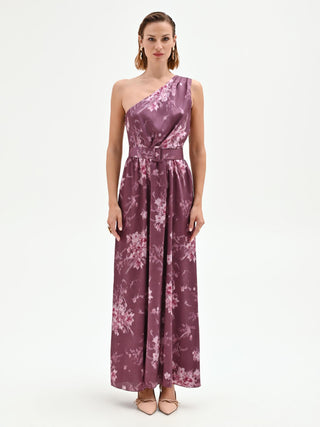 Floral-Print Burgundy Maxi Dress