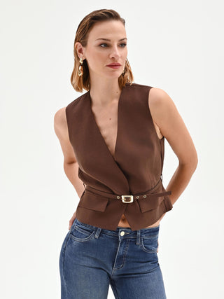 Belted Chocolate Waistcoat