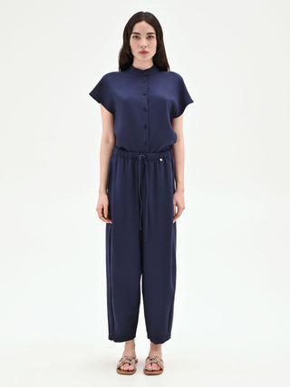 Pantalone blu navy fluido con coulisse