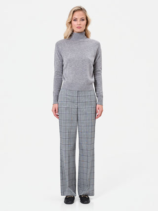Light Grey Turtleneck Sweater with Ribbed Trims
