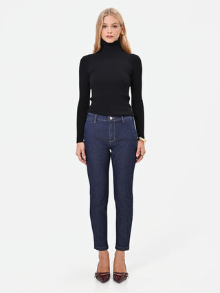Pantaloni jeans blu con piega centrale regular fit