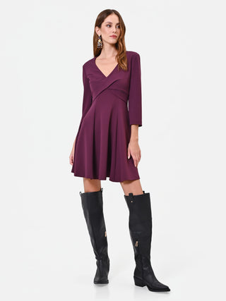 Burgundy Dress with Crossover Bodice