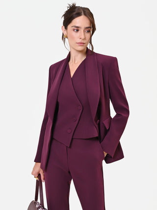 Einreihiger Studio-Blazer aus bordeauxrotem Crêpe
