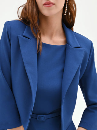 Bright Blue 3/4-Sleeve Bolero Jacket