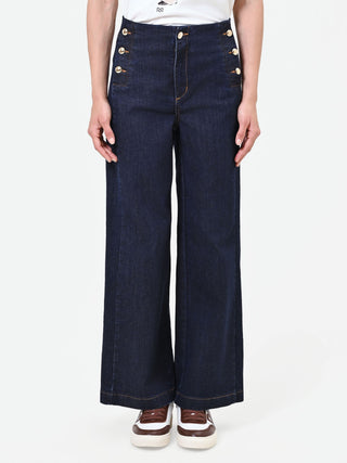 Navy Wide-Leg Sailor Jeans