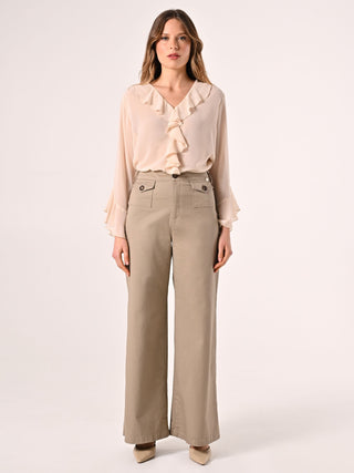Pantaloni Beige con Patte