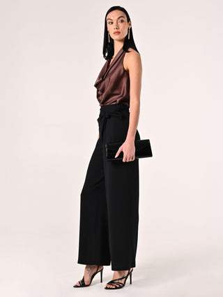 Textured Knot Trousers in Black