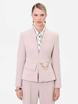 Jacke in Taupe-Beige mit Kettendetail