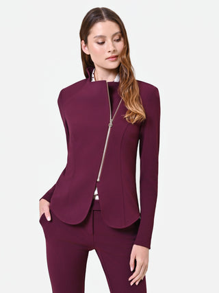 Giacca bordeaux con zip asimmetrica