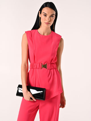 Fuchsia Cady Blouse with Belt