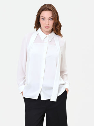 Cremeweiße Georgette-Bluse mit Schluppe
