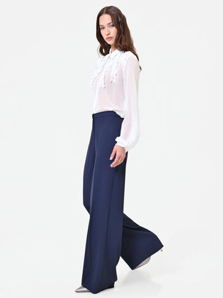 Fluid Navy Palazzo Trousers