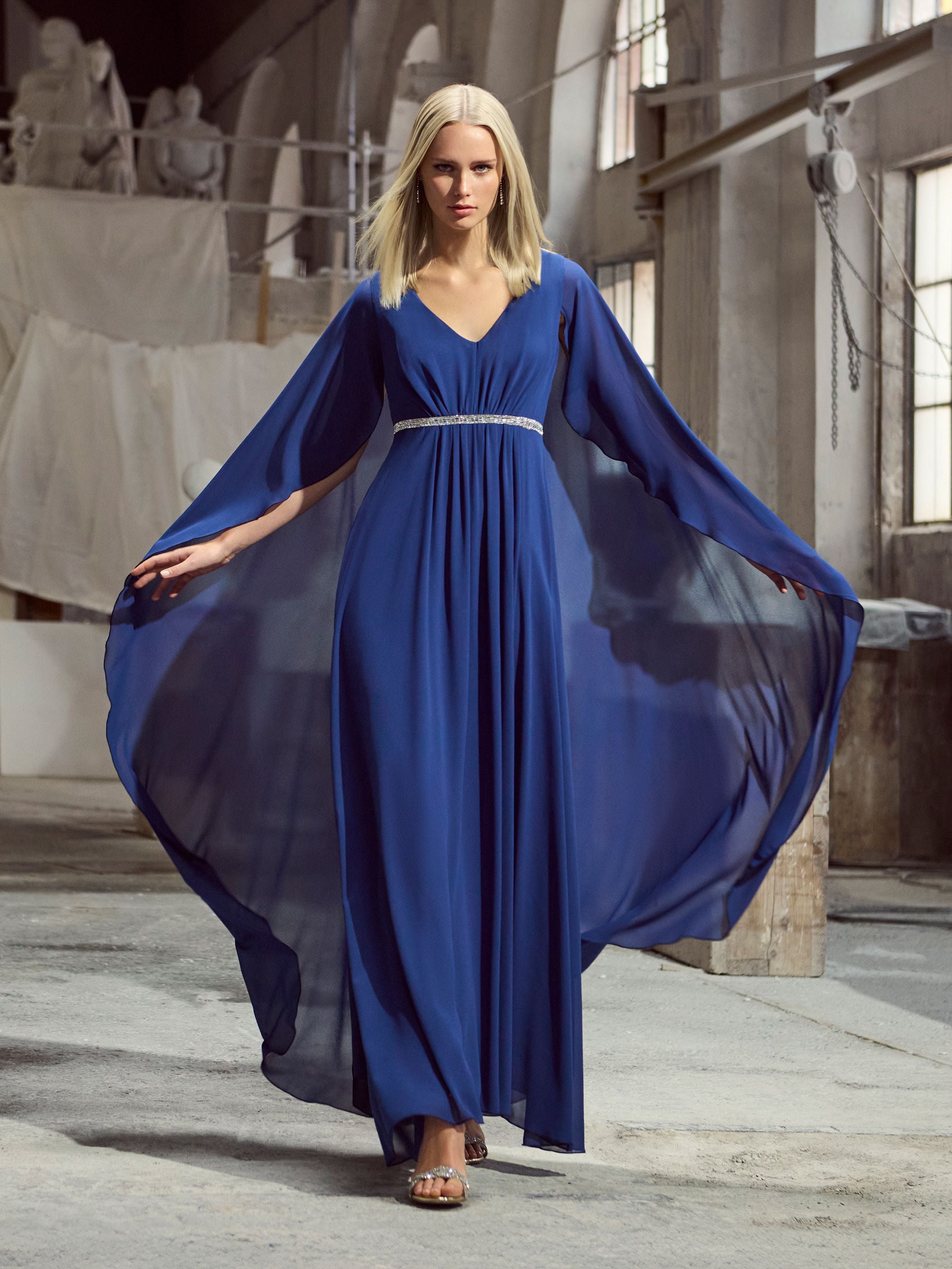 Rinascimento atelier Blu Long Dress with Stones
