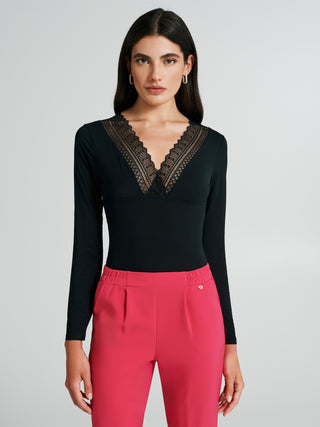 Body modal con inserti in pizzo