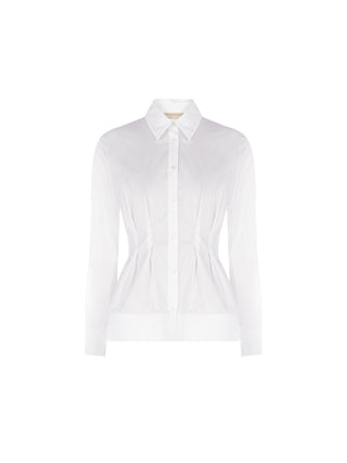 White Cotton Corset-Effect Shirt