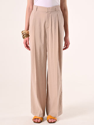 Weite Hose aus Modalgemisch in dunklem Beige
