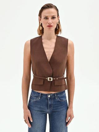 Belted Chocolate Waistcoat