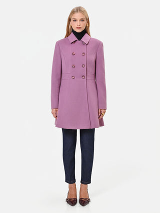 Cappotto doppiopetto a corolla rosa antico